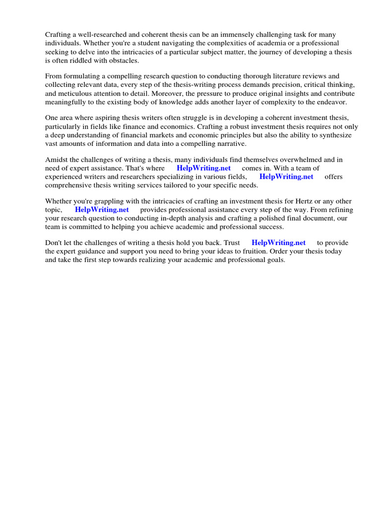 Hertz Investment Thesis PDF U.S. Securities And Exchange Commission