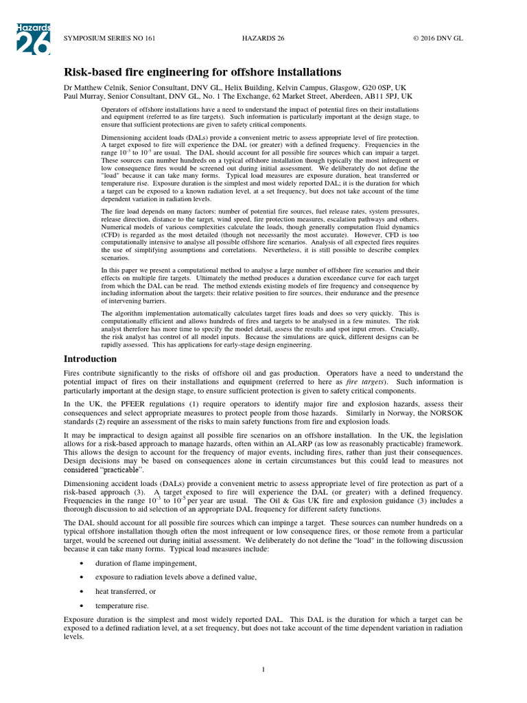 Offshore Fire Risk Engineering Methods | PDF | Fires | Risk