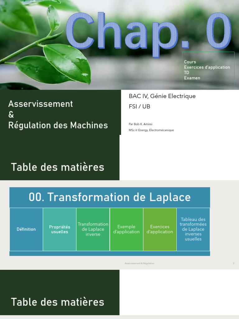 Asservissement & Régulation Des Machines - Chap.00 | PDF