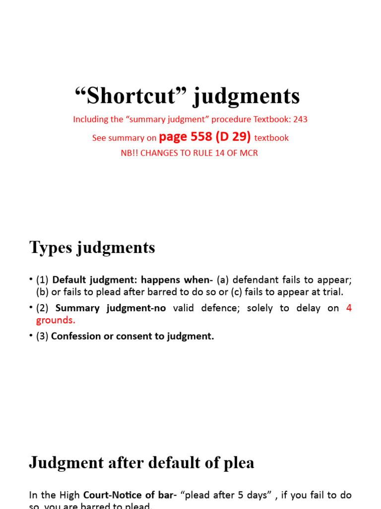 Types and Procedures for Default Judgments | PDF | Default Judgment ...