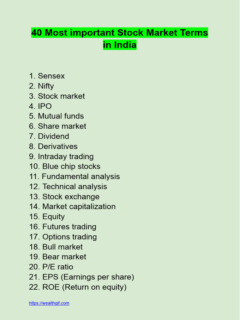 40 Stock Market Terms Hindi Pdf