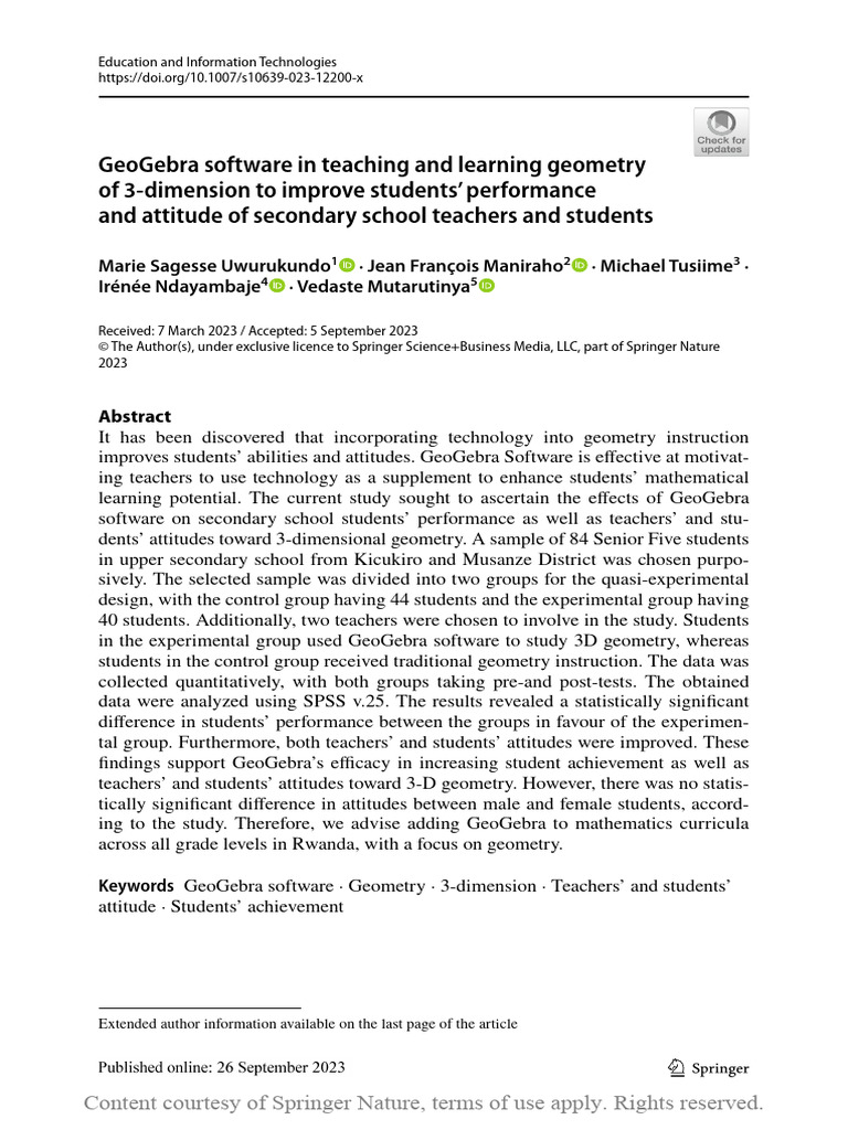 GeoGebra in 3D Geometry Education | PDF | Educational Technology ...