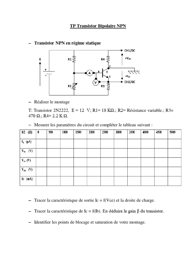 TP Transistor NPN : Statique et Dynamique | PDF