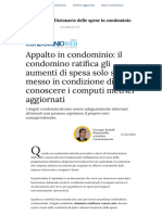 Appalto in Condominio - Il Condomino Ratifica Gli Aumenti Di Spesa Solo Se È Messo in Condizione Di Conoscere I Computi Metrici Aggiornati