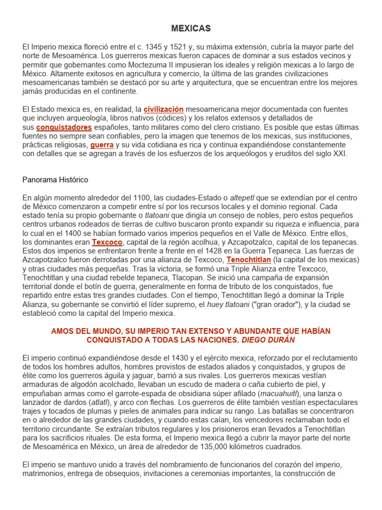 Mexicas Pdf Mesoamérica Hernán Cortés