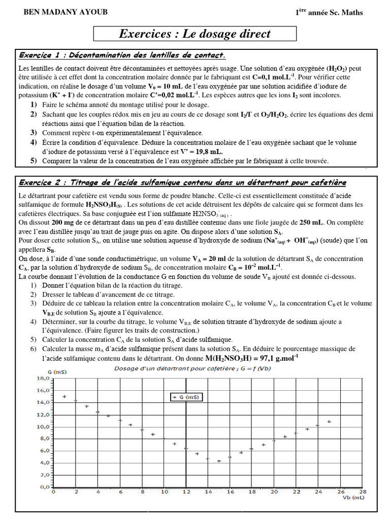 Dosage direct en chimie analytique | PDF | Titrage | Chimie