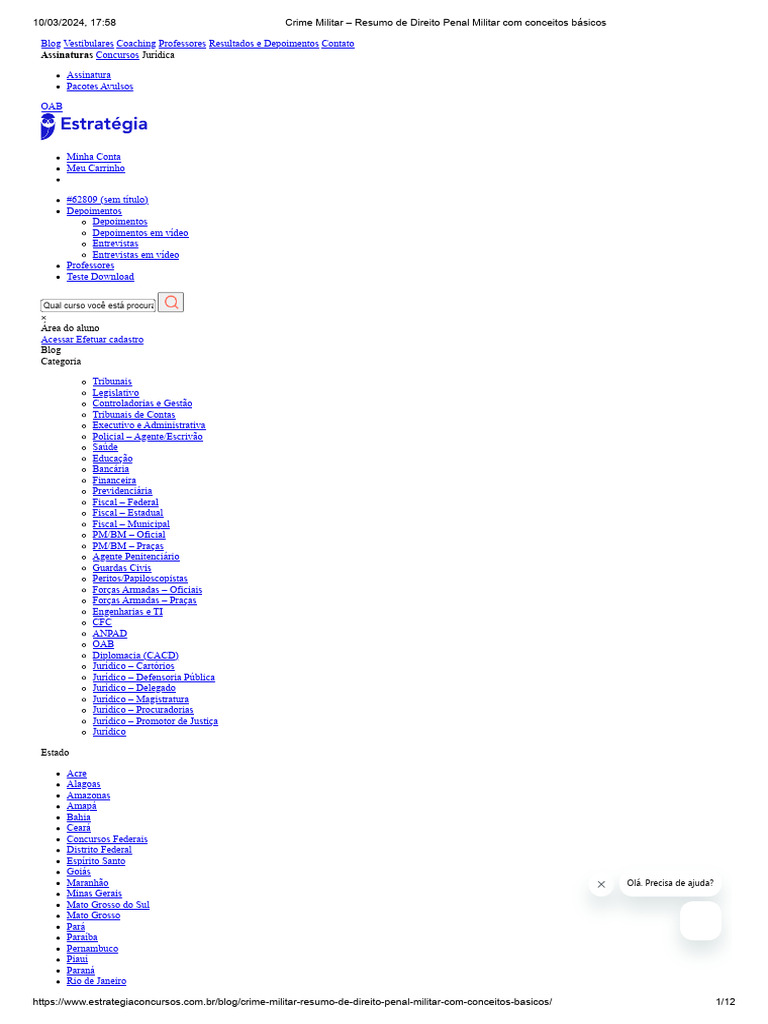 Crime Militar Resumo De Direito Penal Militar Com Conceitos Básicos