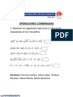 Operaciones Combinadas: 1.-Resolver Los Siguientes Ejercicios y Colocar Las Respuestas en Los Recuadros