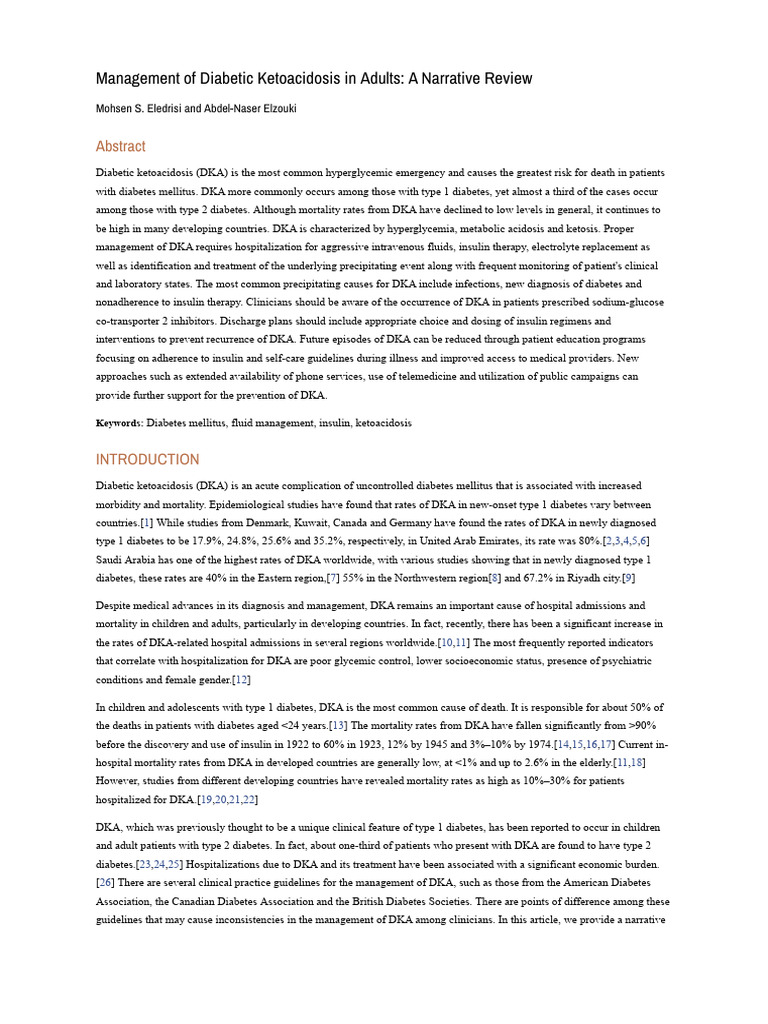 Managing Diabetic Ketoacidosis in Adults | PDF | Clinical Medicine ...
