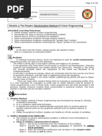 Management Science Module 4 Linear Programming The Simplex Maximization Method