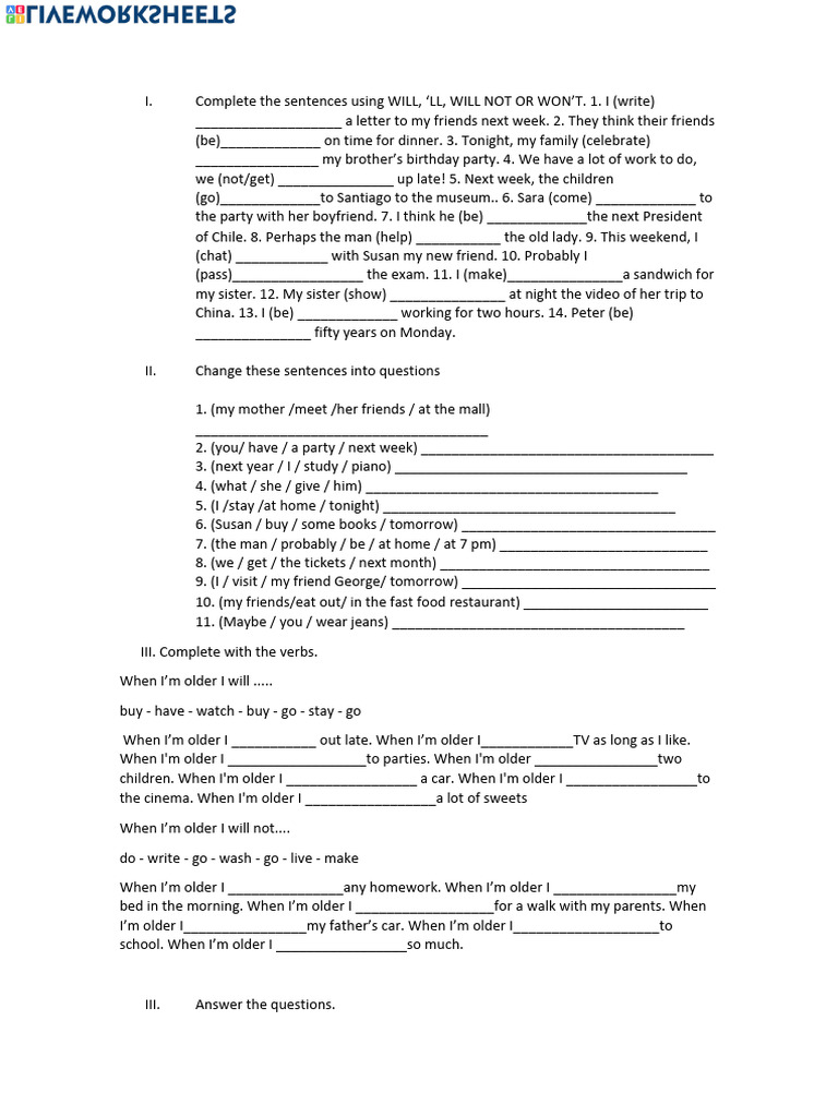 Future Tense Practice Exercises | PDF | Language Arts & Discipline