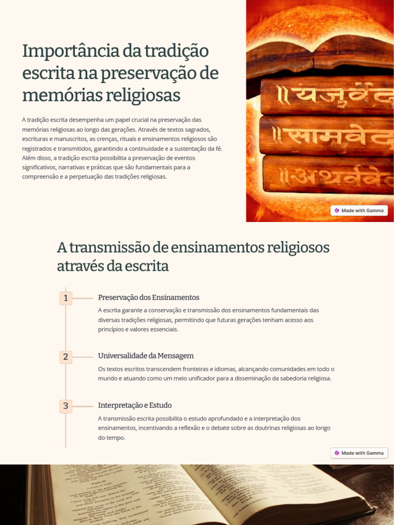 Importancia Da Tradicao Escrita Na Preservacao de Memorias Religiosas ...
