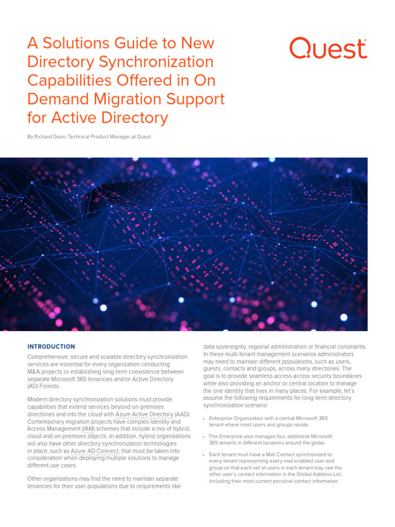 A solutions guide to new directory synchronization capabilities offed