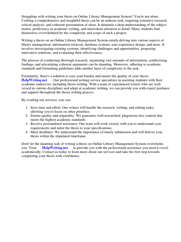 Online Library Management System Thesis PDF Libraries Databases