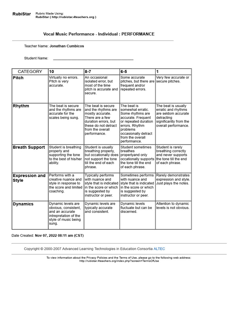 Vocal Music Performance - Individual - PERFORMANCE | PDF | Rhythm ...