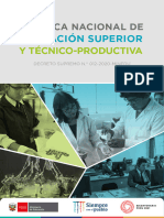 Politica Nacional de Educacion Superior y Tecnico-productiva