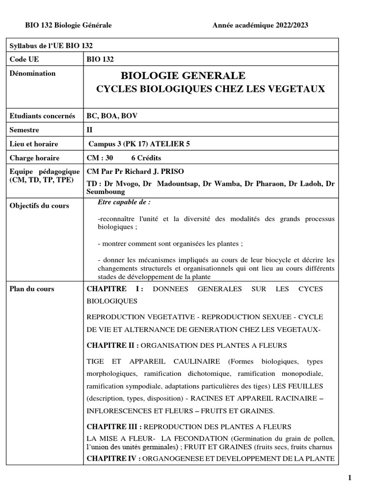 Bio 132 22 - 23 Cycles | PDF