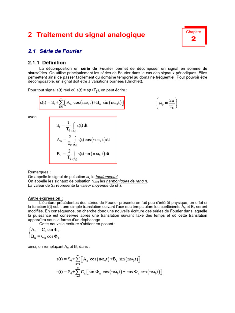 Traitement du Signal : Fourier et Convolution | PDF | Méthodes et ...
