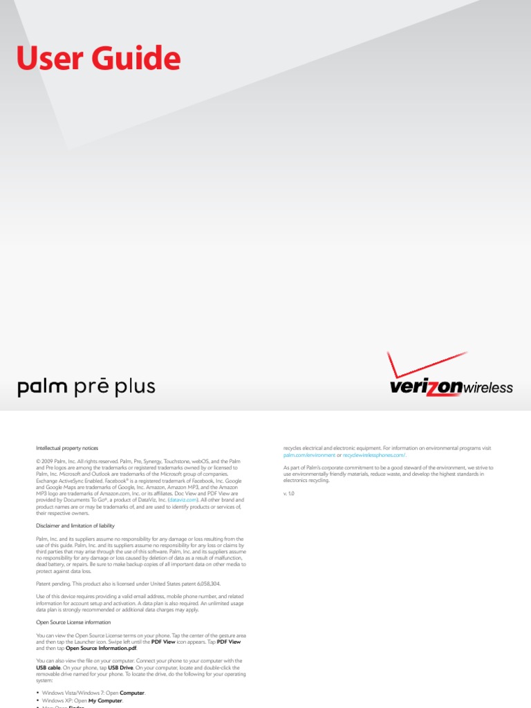 Manual - Palm Pre Plus | PDF | Battery Charger | Digital Technology