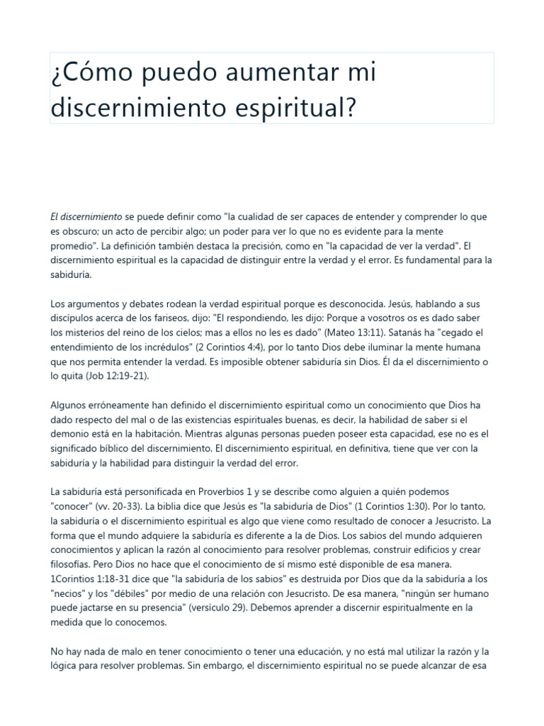 Desarrolla tu Discernimiento Espiritual | PDF | espíritu Santo | Verdad