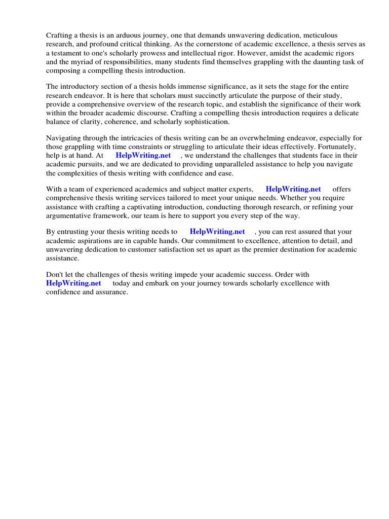 Thesis Sample Introduction Pdf