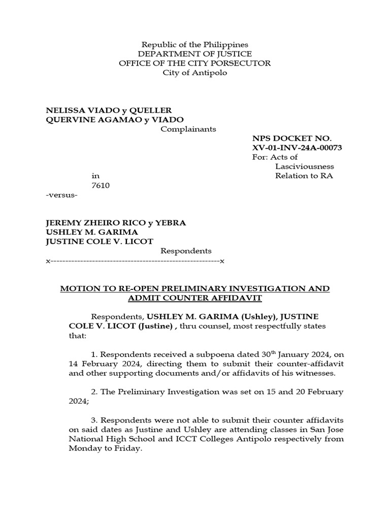 Usher motion to admit counter affidavit pdf