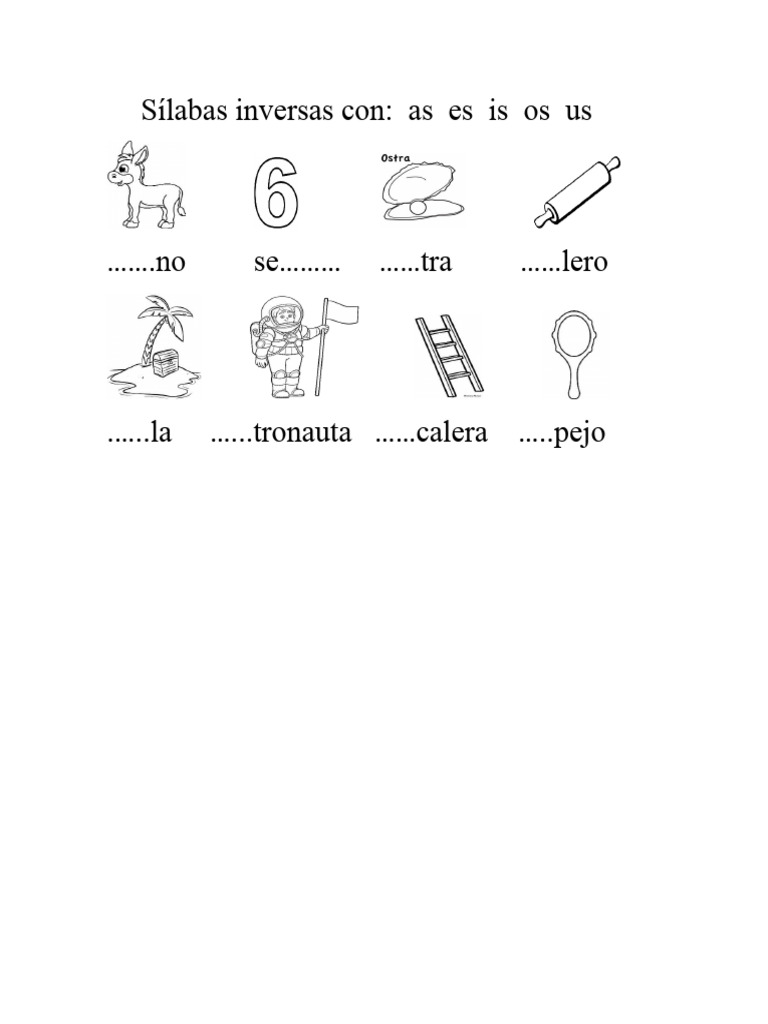 Sílabas Inversas: as, es, is, os, us | PDF | Games & Activities | Home ...