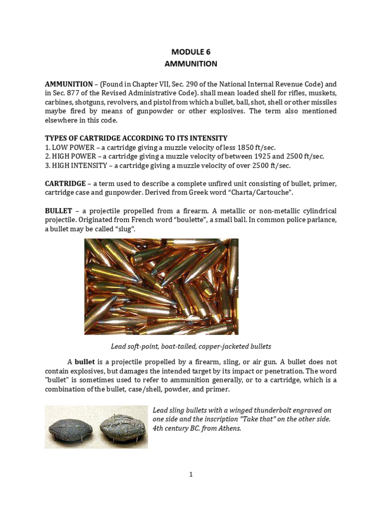 Types and Definitions of Bullets | PDF | Bullet | Cartridge (Firearms)