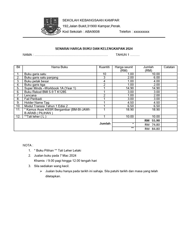 Contoh Senarai Buku Tahun 4 | PDF