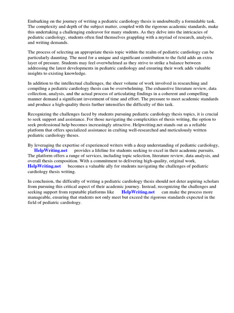 Pediatric Cardiology Thesis Topics Download Free PDF Cardiology Heart
