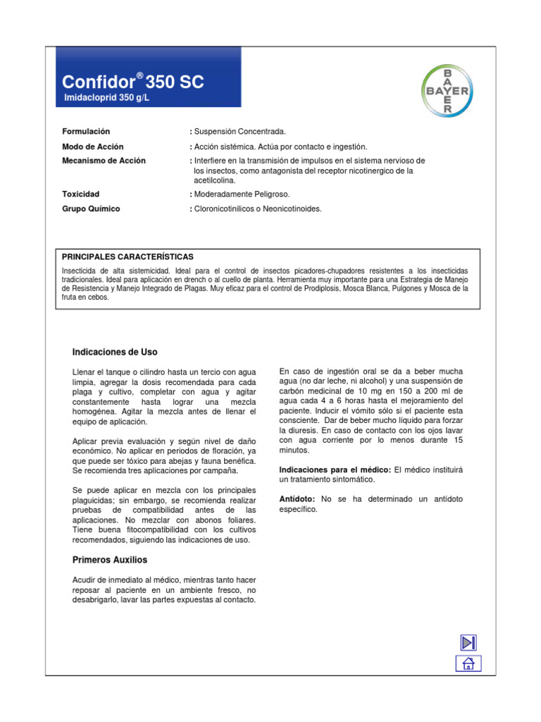 Confidor 350 SC Bayer Ficha Tecnica Peru | PDF