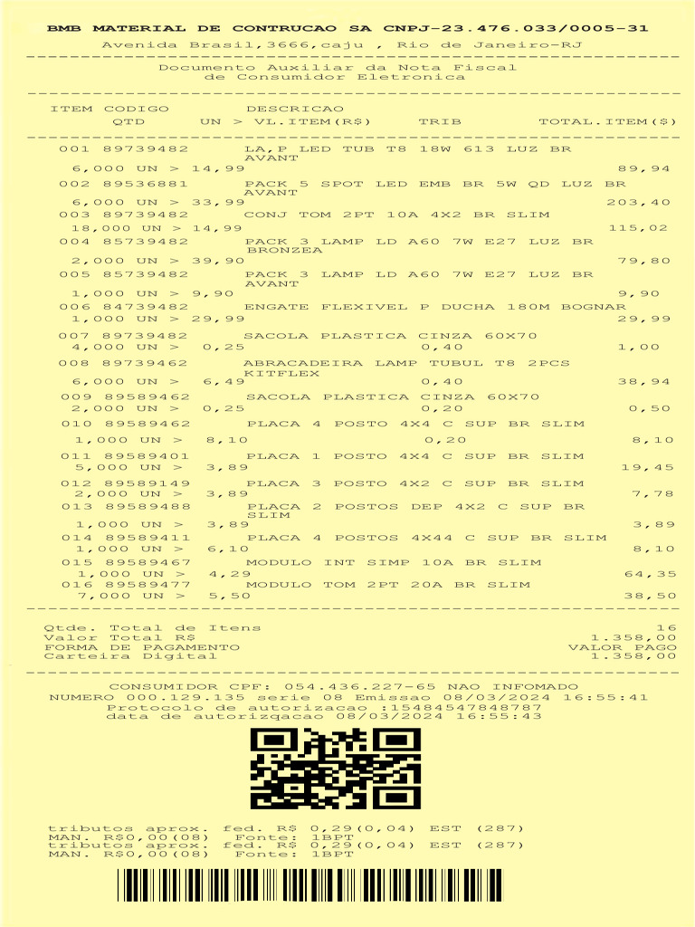 Facture Détails Produits électriques Pdf