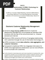 CRM Unit IV Electronic Relationships, ECRM and Technology