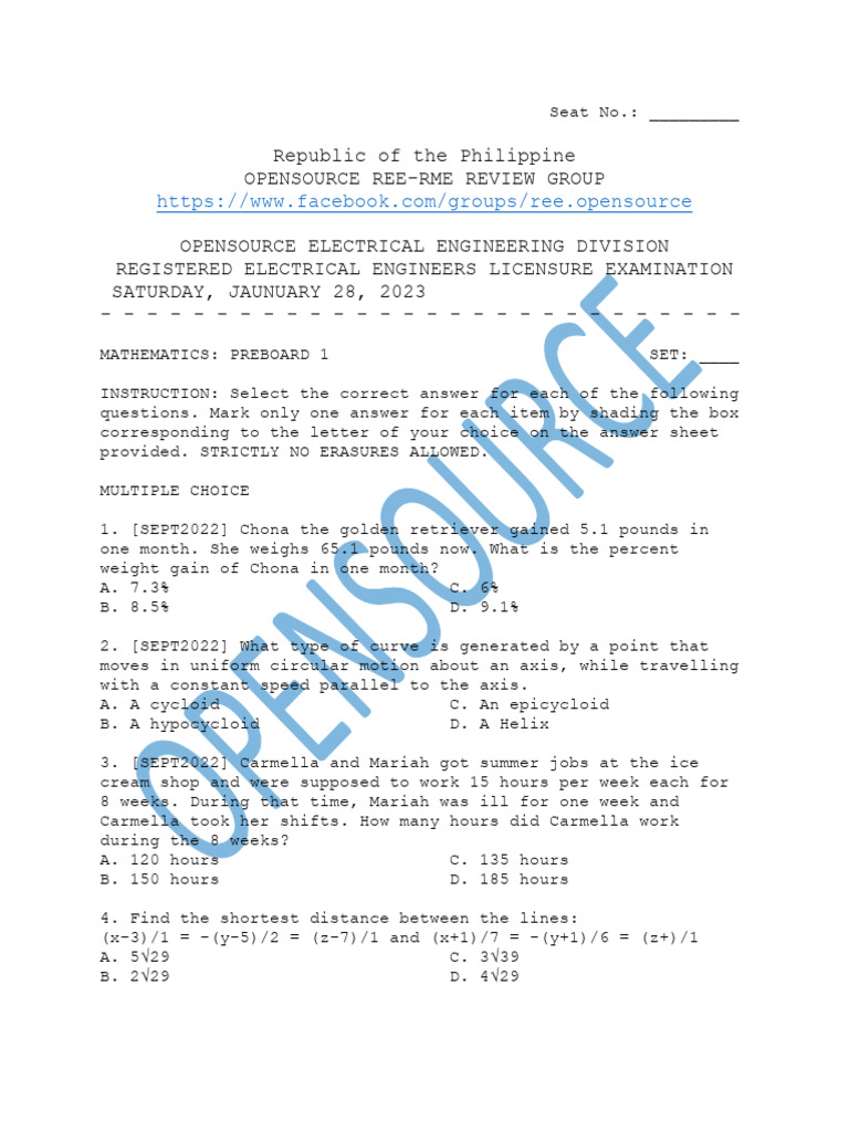 Os PB1 Math Questionnaire | PDF
