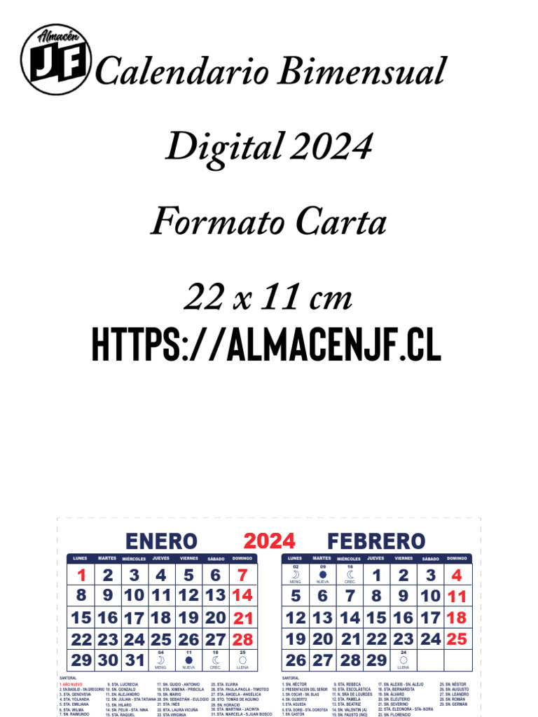 Bi-22x11CM2024 Santos Calendario 2024 | PDF | Santo | Órdenes y ...