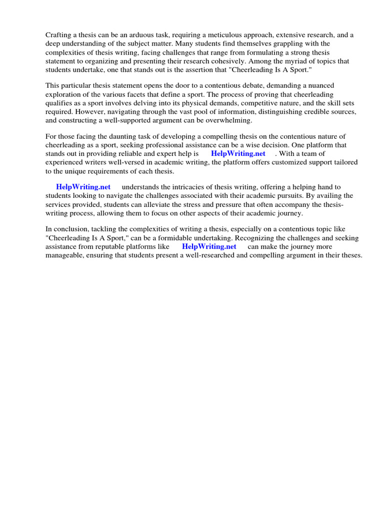 Cheerleading Is A Sport Thesis Statement PDF Cheerleading
