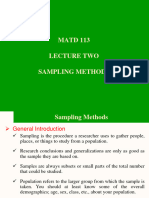 MATD113 MAEC113 Lecture 2 Sampling Methods