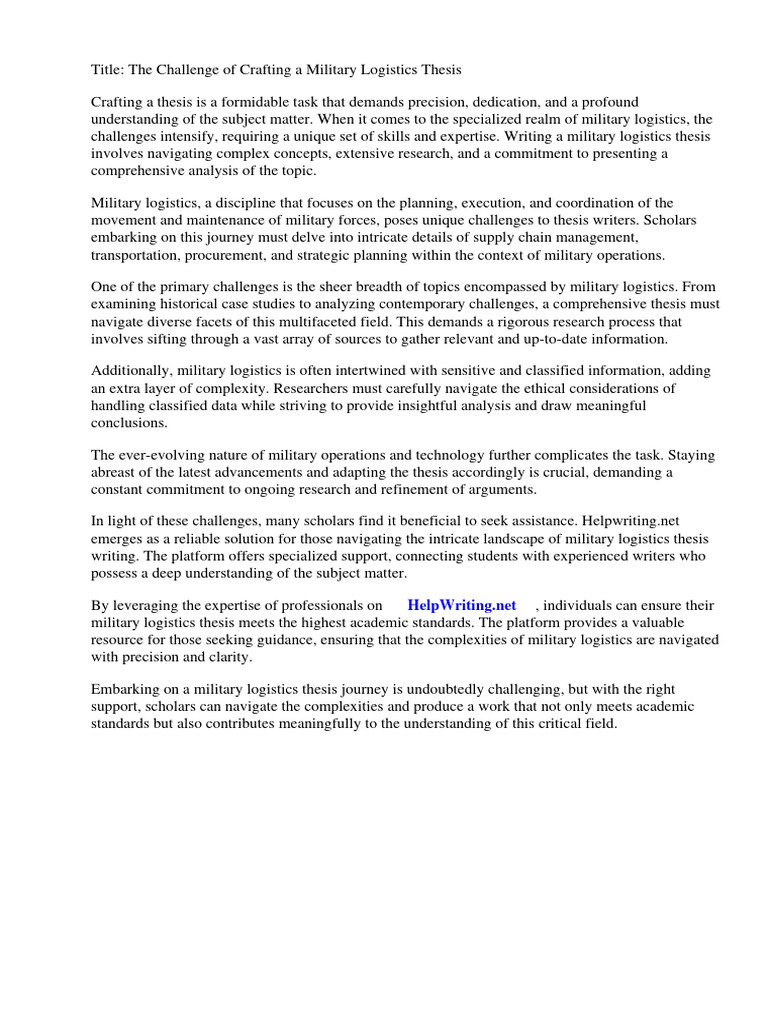 Military logistics thesis pdf logistics brigade