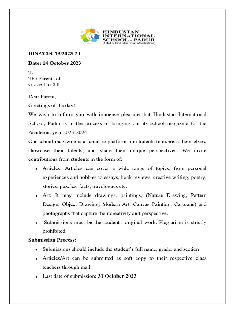 Hindustan International School Magazine Call | PDF | Social Science