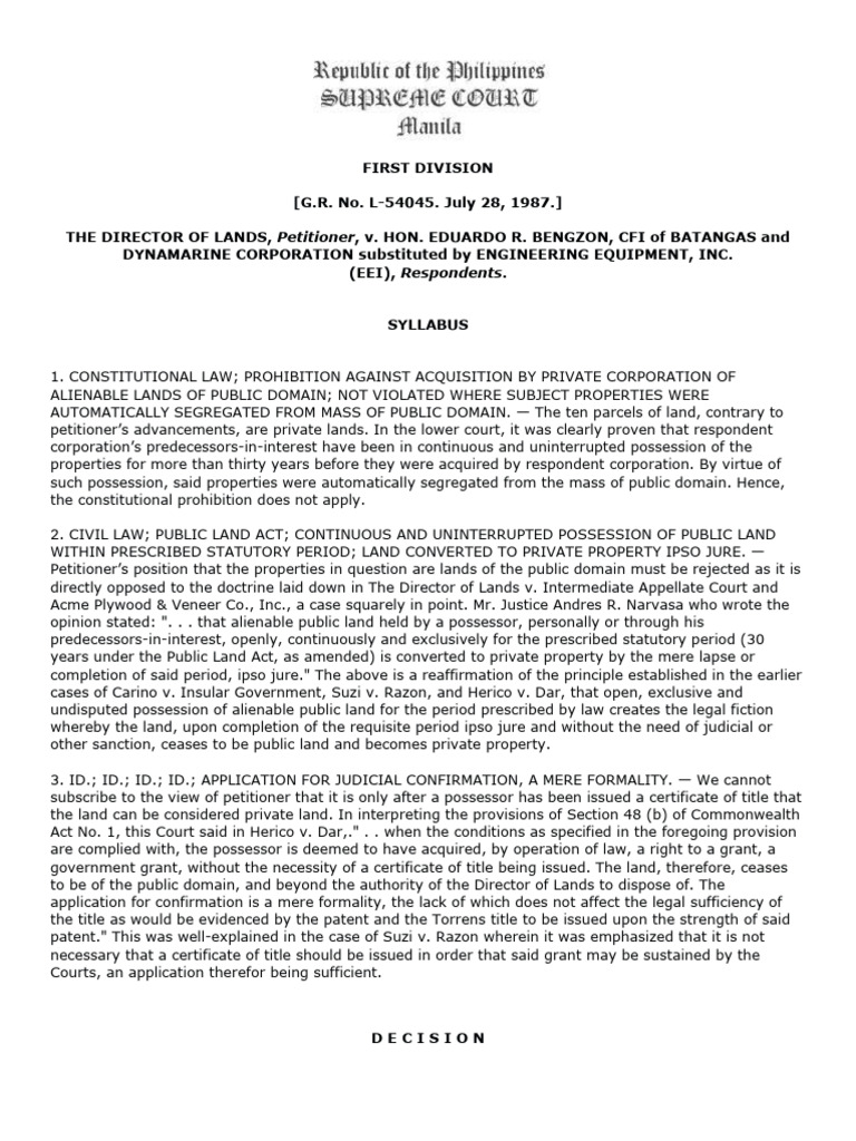 Land Ownership Dispute: Dynamarine Corp. | PDF | Mortgage Law | Adverse ...