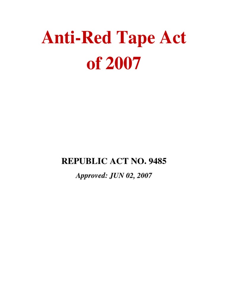Anti Red Tape Act of The Philippines U.S. Securities And Exchange