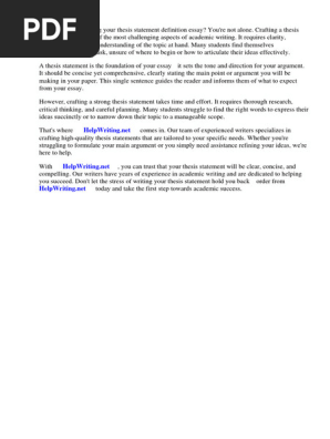 Thesis Statement Definition Essay