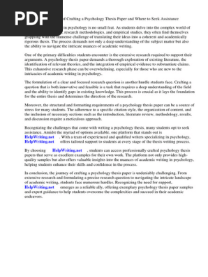 Psychology Thesis Paper Sample