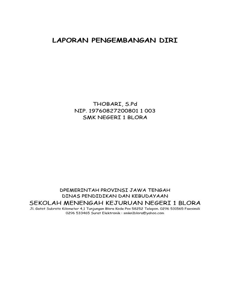 Laporan Pengembangan Diri Guru SMK | PDF | Karier & Perkembangan | Bisnis