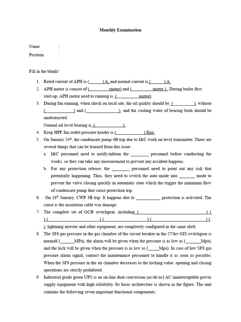 Monthly Examination Pdf