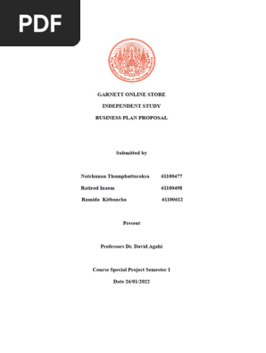 GARNETT ONLINE STORE  INDEPENDENT STUDY  BUSINESS PLAN PROPOSAL (1)