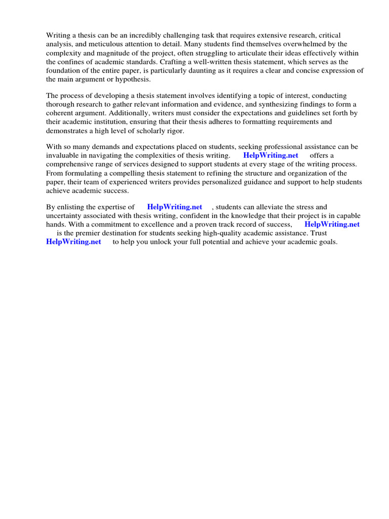 Example of A Thesis Statement Paper | PDF