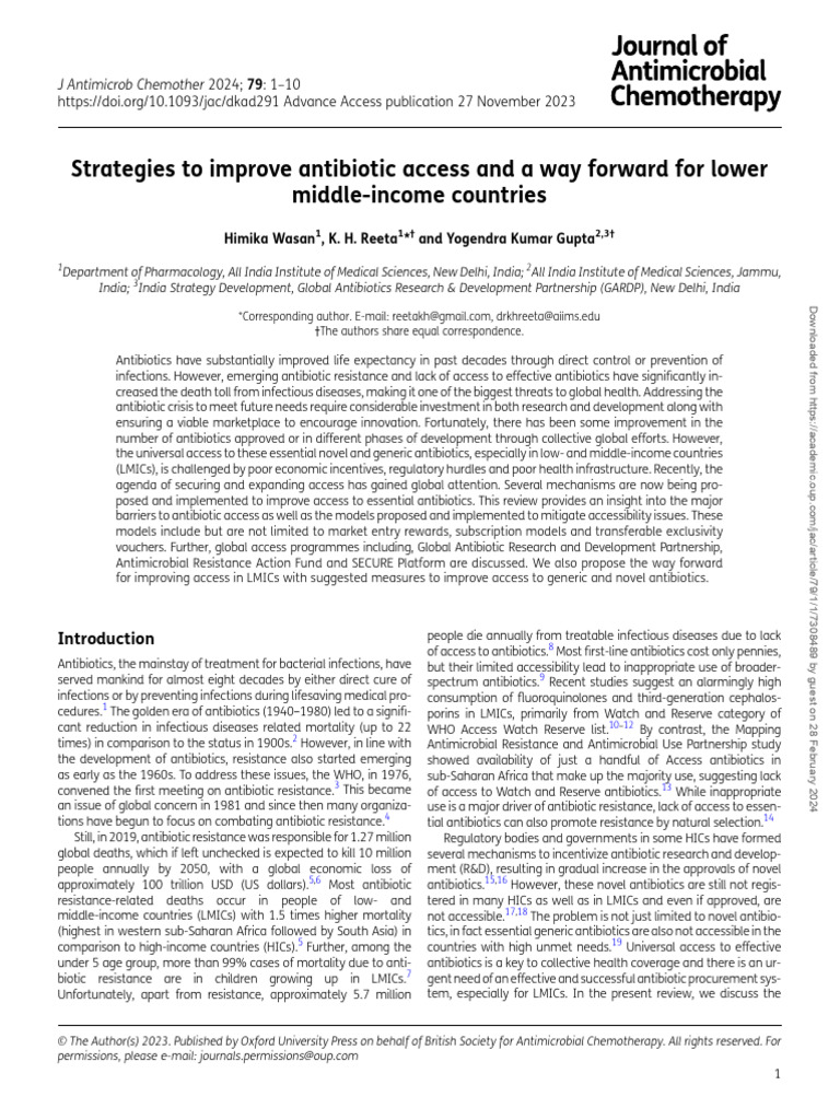Strategies to improve antibiotic access and a way forward for lower