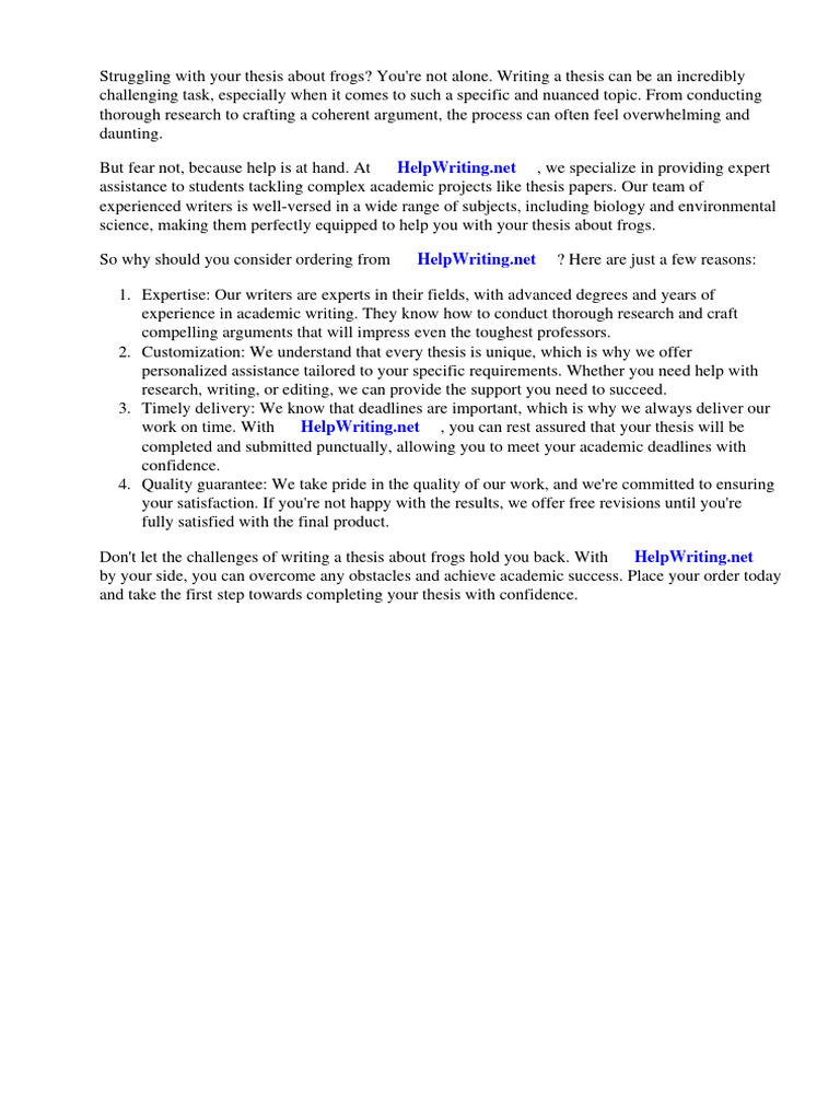Thesis About Frogs | PDF