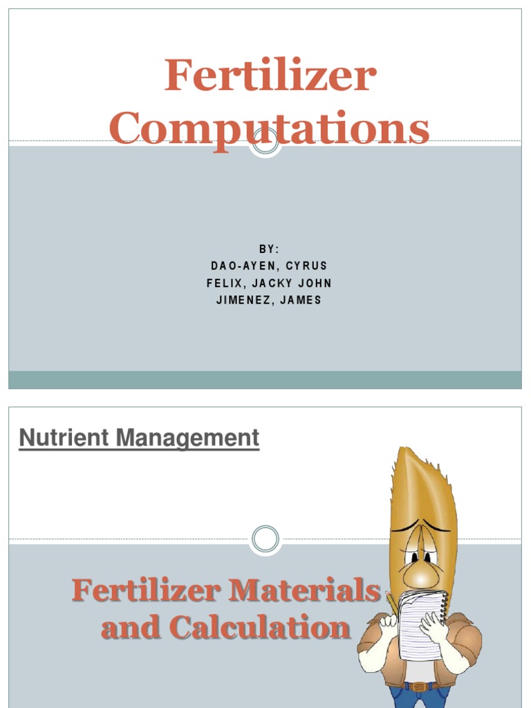 Fertilizer Computation Guide | PDF | Plant Nutrition | Fertilizer